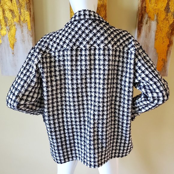 Shein Houndstooth Print Button Front Mid Length Jacket SZ M - Picture 5 of 11